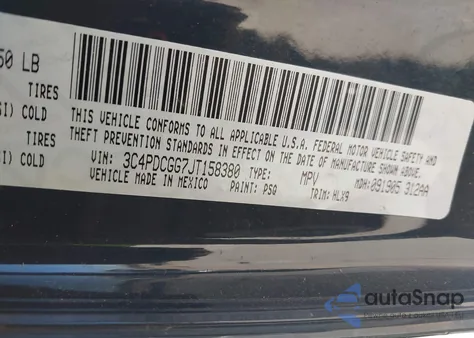 2018 Dodge Journey Crossroad z USA, uszkodzony, nr VIN 3C4PDCGG7JT158380